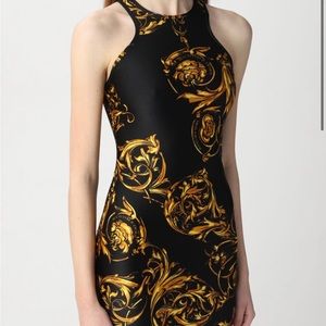Versace couture black regalia dress